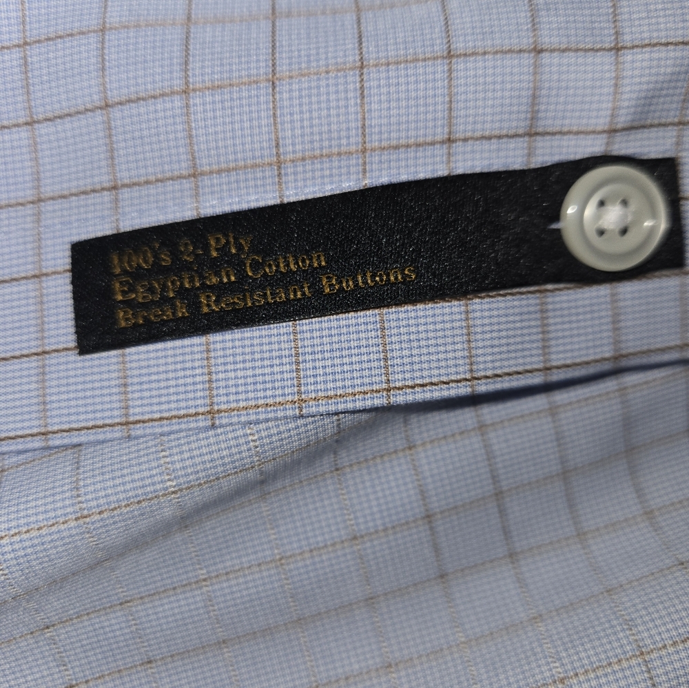 NWT Jos. A. Bank Men's Reserve Blue Checkered Dress Shirt Size 17 1/2-35 - Picture 3 of 5